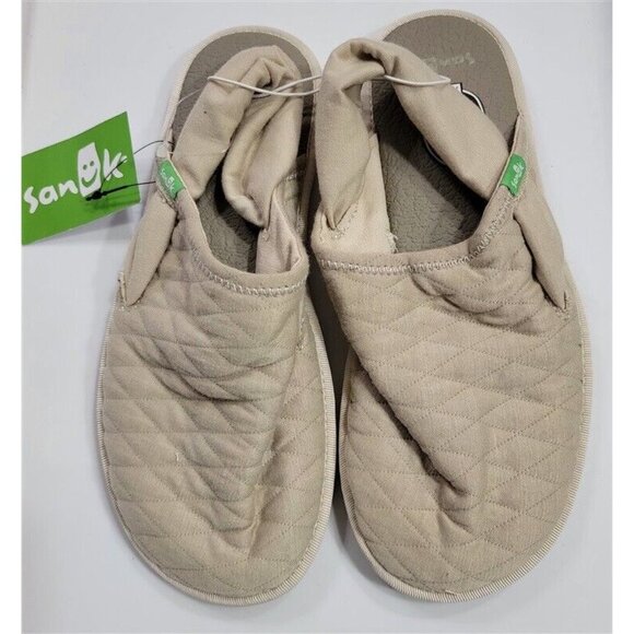 NWT Sanuk 9 Yoga Sling Cruz Quilted Slip On Slingback Flats Clogs Beige 116871 - Picture 4 of 4